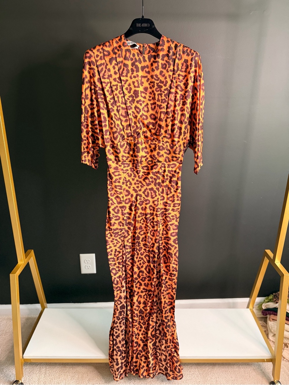 The Attico Orange and Brown Leopard-Print Maxi Dress